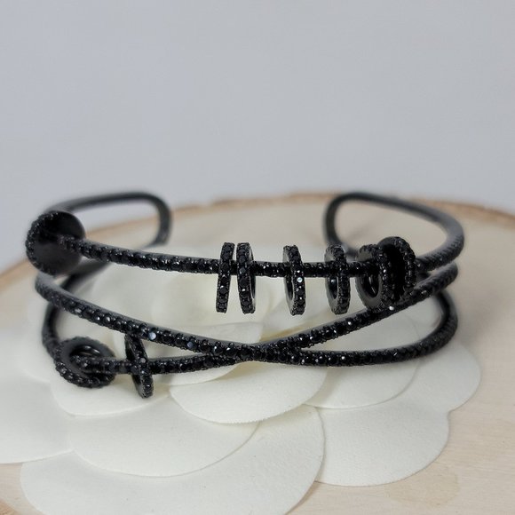 NEW Pave CZ Open Cuff Bangle Bracelet - Picture 2 of 12